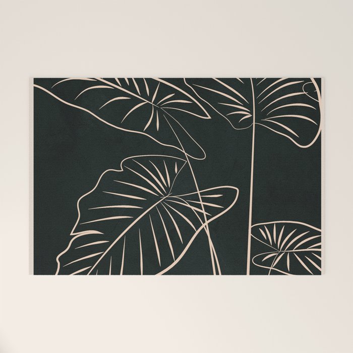 Minimalist Black & White Leaves 1 Welcome Mat Gallery Image 1
