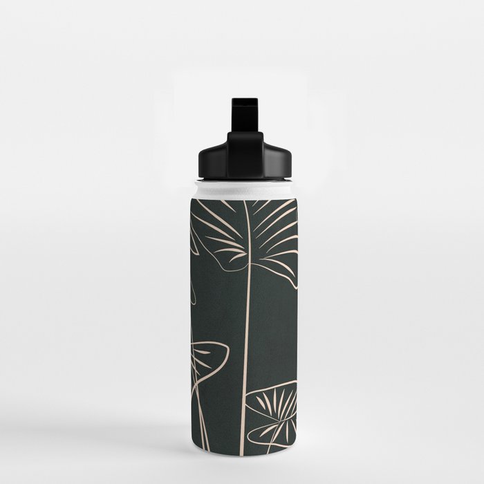 Minimalist Black & White Leaves 1 Water Bottle Gallery Image 2