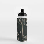 Minimalist Black & White Leaves 1 Water Bottle Gallery Image 2