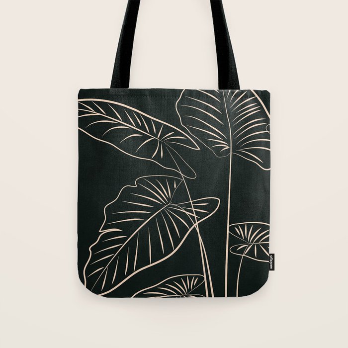 Minimalist Black & White Leaves 1 Tote Bag Gallery Image 1