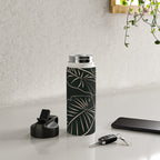 Minimalist Black & White Leaves 1 Water Bottle Gallery Image 4