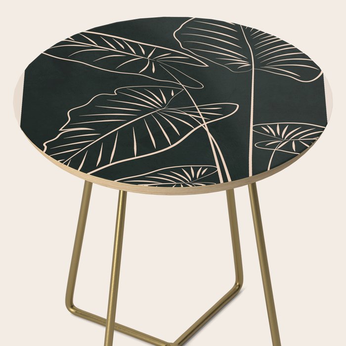 Minimalist Black & White Leaves 1 Side Table Gallery Image 2