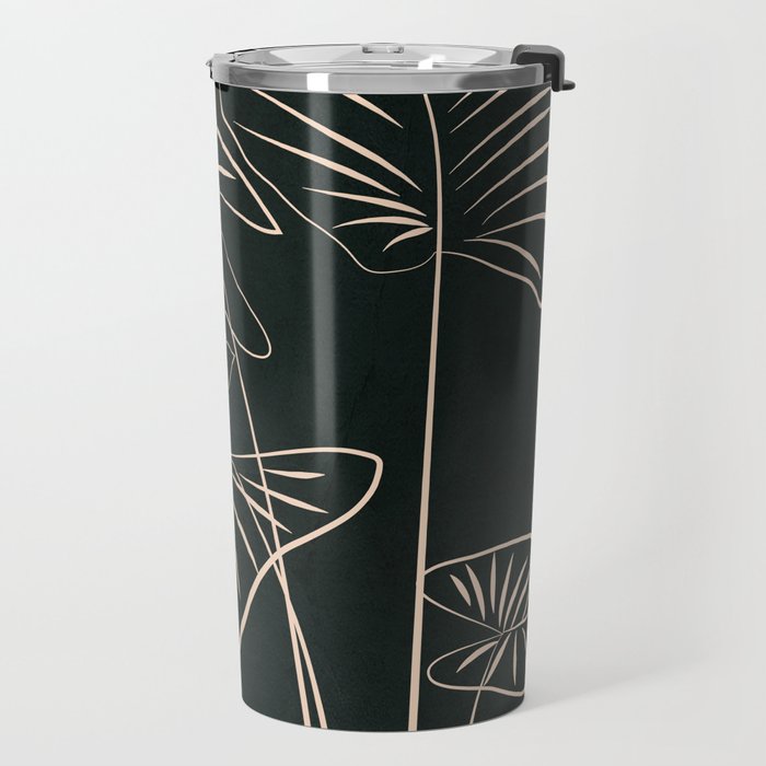 Minimalist Black & White Leaves 1 Travel Mug Gallery Image 2