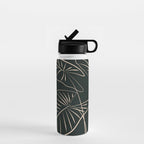 Minimalist Black & White Leaves 1 Water Bottle Gallery Image 1