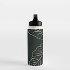 Minimalist Black & White Leaves 1 Water Bottle Gallery Image 3