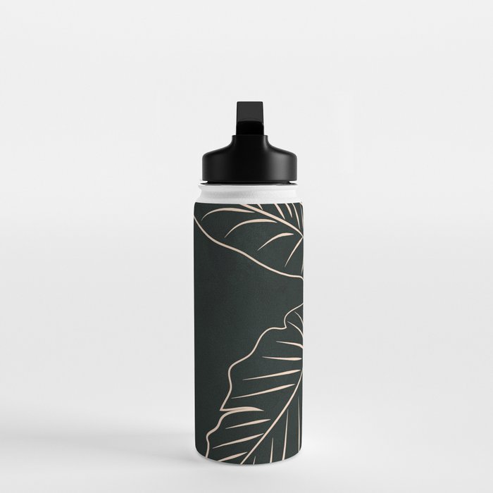 Minimalist Black & White Leaves 1 Water Bottle Gallery Image 3