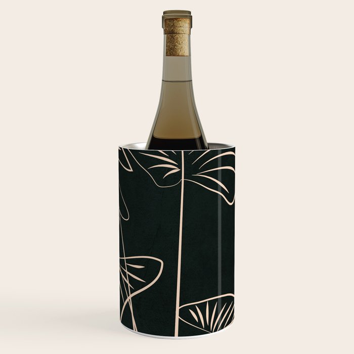 Minimalist Black & White Leaves 1 Wine Chiller Gallery Image 3