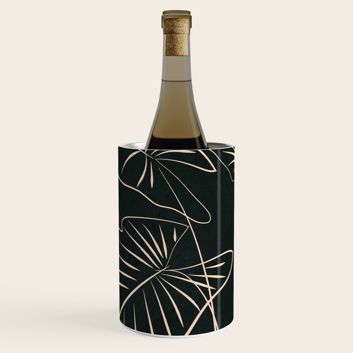 Minimalist Black & White Leaves 1 Wine Chiller Gallery Image 1