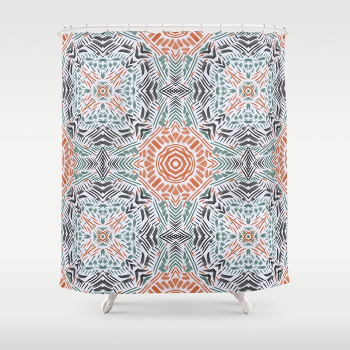 Modern brushstroke mosaic Shower Curtain Gallery Image 1