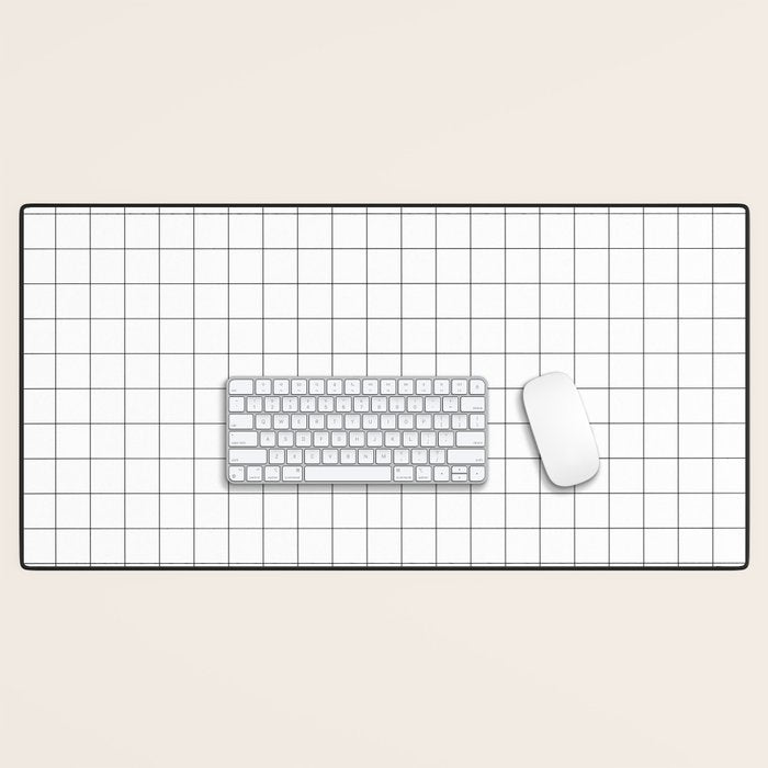 Windowpane Check Grid (black/white) Desk Mat Gallery Image 1