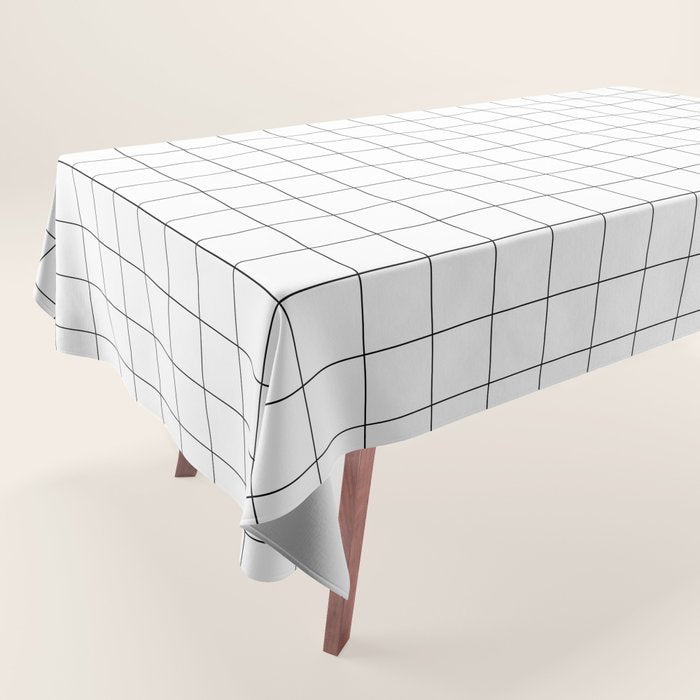 Windowpane Check Grid (black/white) Tablecloth Gallery Image 1