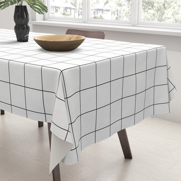 Windowpane Check Grid (black/white) Tablecloth Gallery Image 3