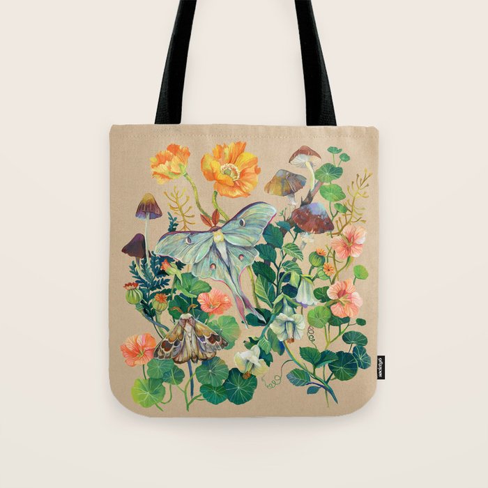 Floral Luna Moth Tote Bag Gallery Image 1