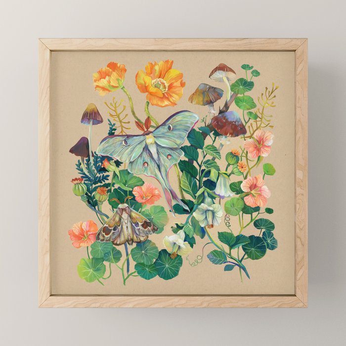 Floral Luna Moth Mini Art Print Gallery Image 1