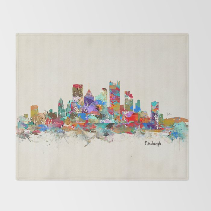 Pittsburgh Pennsylvania skyline Throw Blanket Gallery Image 2