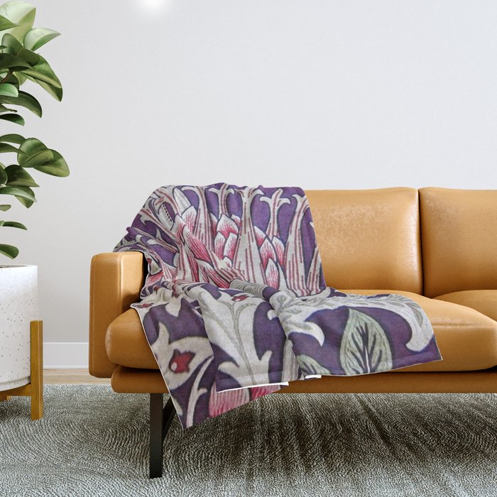 William Morris Artichoke Print Throw Blanket Gallery Image 1