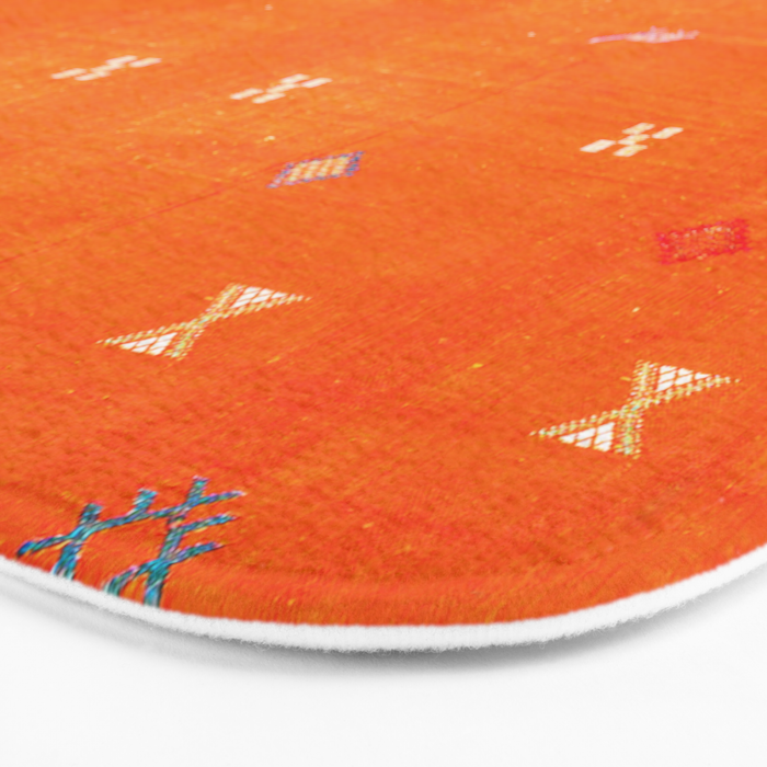 Orange Oriental Traditional Creative Berber Moroccan Fabric Style Bath Mat Gallery Image 3