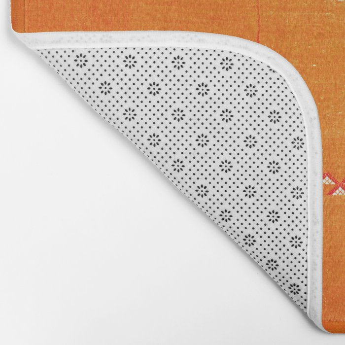 Orange Oriental Traditional Creative Berber Moroccan Fabric Style Bath Mat Gallery Image 2