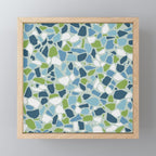 Terrazzo Mosaic Pattern, Teal Blue, Green, White Mini Art Print Gallery Image 1