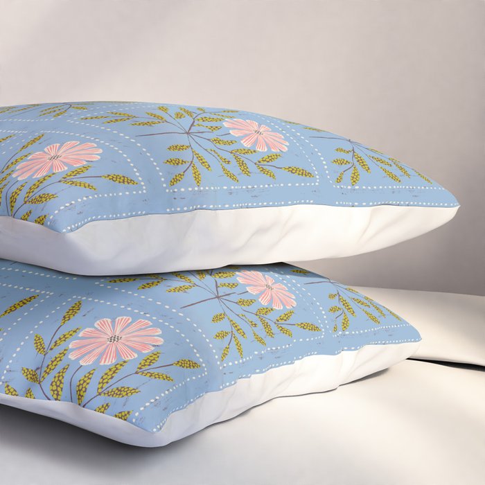 Blue Daisy Tile Pillow Sham Gallery Image 3