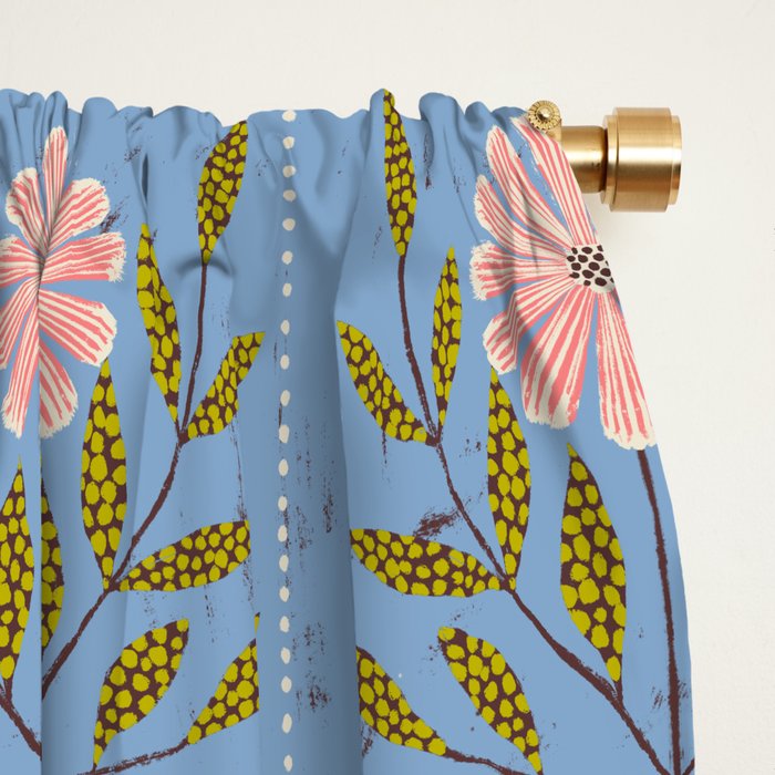 Blue Daisy Tile Window Curtain Gallery Image 2