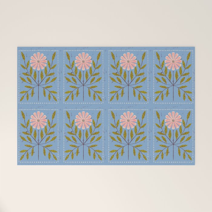 Blue Daisy Tile Welcome Mat Gallery Image 1