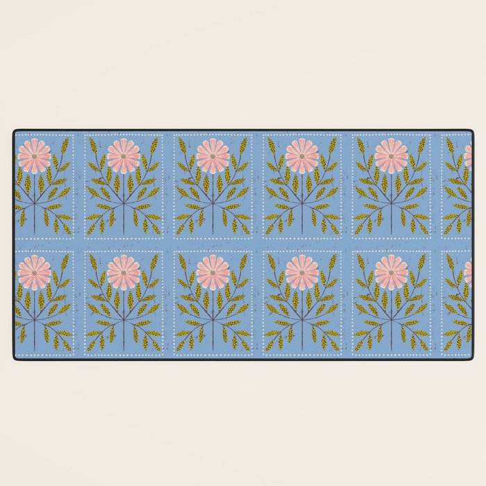 Blue Daisy Tile Desk Mat Gallery Image 3