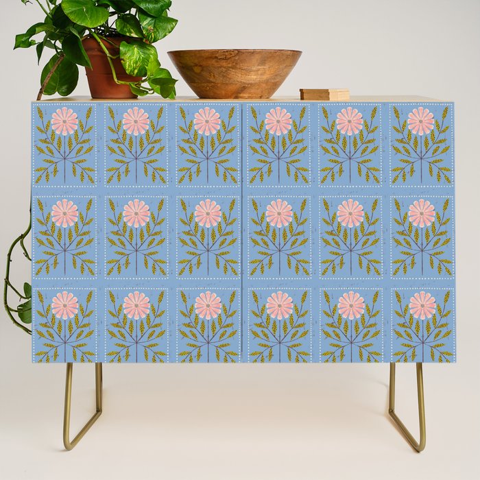 Blue Daisy Tile Credenza Gallery Image 1