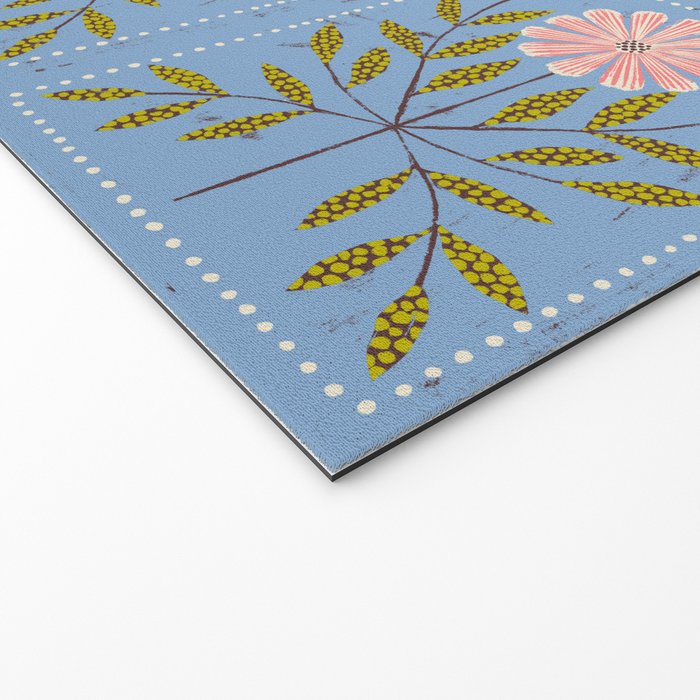 Blue Daisy Tile Welcome Mat Gallery Image 2