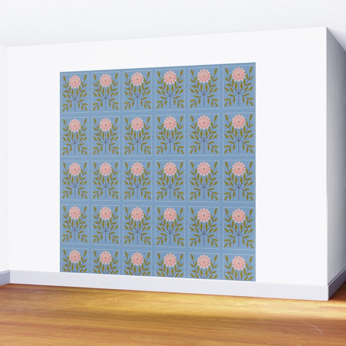 Blue Daisy Tile Wall Mural Gallery Image 2