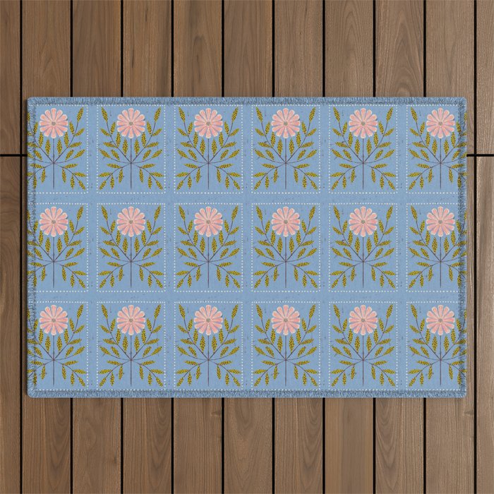 Blue Daisy Tile Outdoor Rug Gallery Image 1