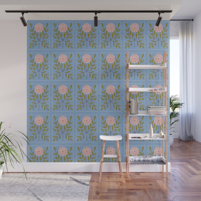 Blue Daisy Tile Wall Mural Gallery Image 1