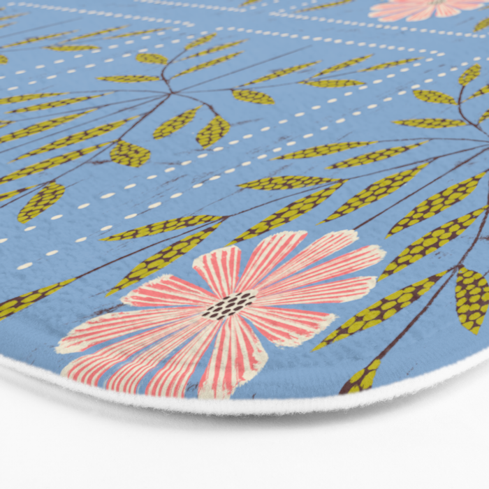 Blue Daisy Tile Bath Mat Gallery Image 3