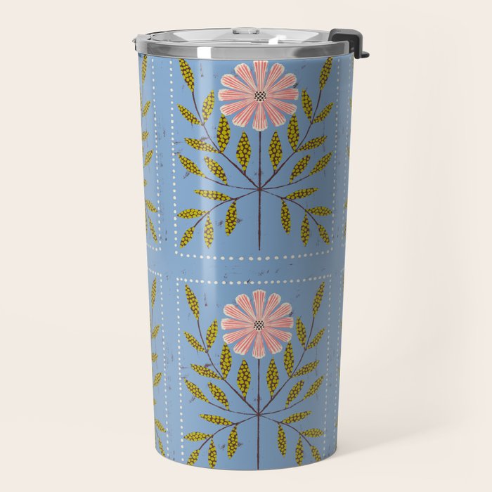 Blue Daisy Tile Travel Mug Gallery Image 2