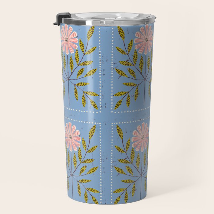 Blue Daisy Tile Travel Mug Gallery Image 3