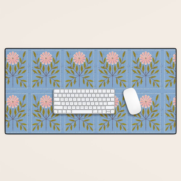 Blue Daisy Tile Desk Mat Gallery Image 1