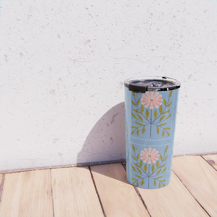 Blue Daisy Tile Travel Mug Gallery Image 4