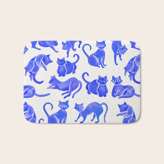 Cat Positions - Blue Palette Bath Mat Gallery Image 1