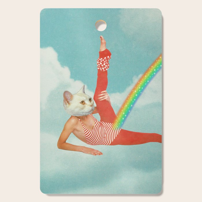 Kitty Cat's Rainbow Workout - Retro Cat Cutting Board Gallery Image 1