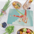 Kitty Cat's Rainbow Workout - Retro Cat Cutting Board Gallery Image 2