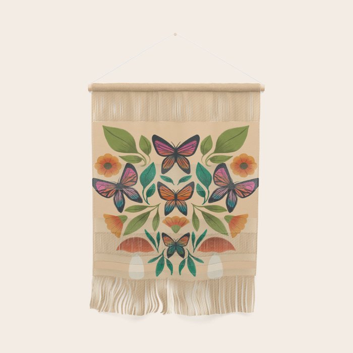 Rainbow Butterfly Garden with Mushrooms Wall Hanging Gallery Image 1