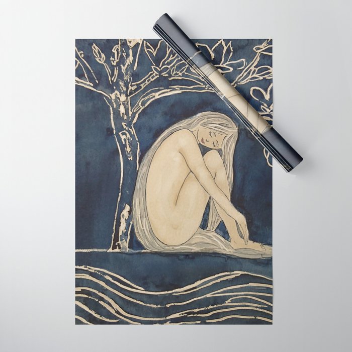Girl sleeping under magnolia flowers Wrapping Paper Gallery Image 1