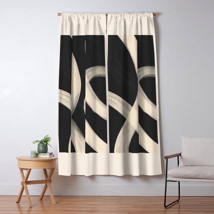 Black and White Abstract Line Art 1 Window Curtain Gallery Image 5