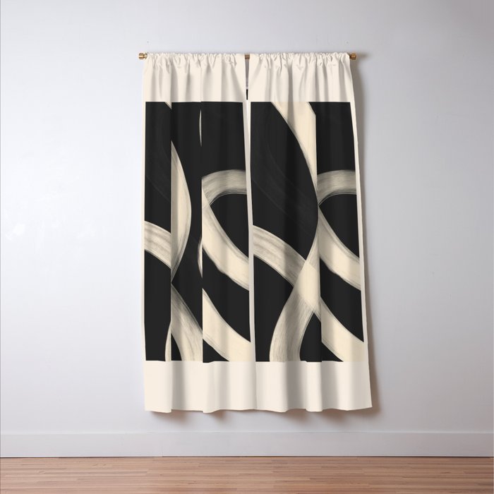 Black and White Abstract Line Art 1 Window Curtain Gallery Image 3
