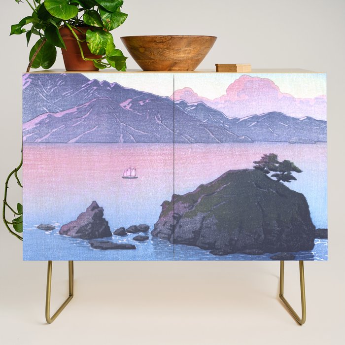 Vintage Japanese Woodblock Print Art - Kude Beach In Wakasa By Hasui Kawase Credenza Gallery Image 1