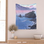 Vintage Japanese Woodblock Print Art - Kude Beach In Wakasa By Hasui Kawase Wall Tapestry Gallery Image 2
