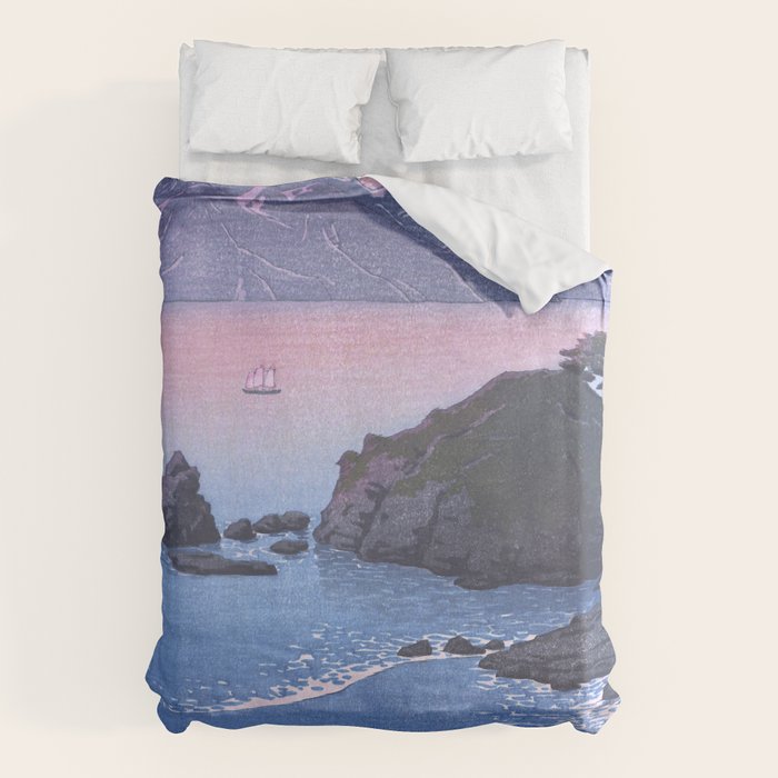 Vintage Japanese Woodblock Print Art - Kude Beach In Wakasa By Hasui Kawase Duvet Cover Gallery Image 6