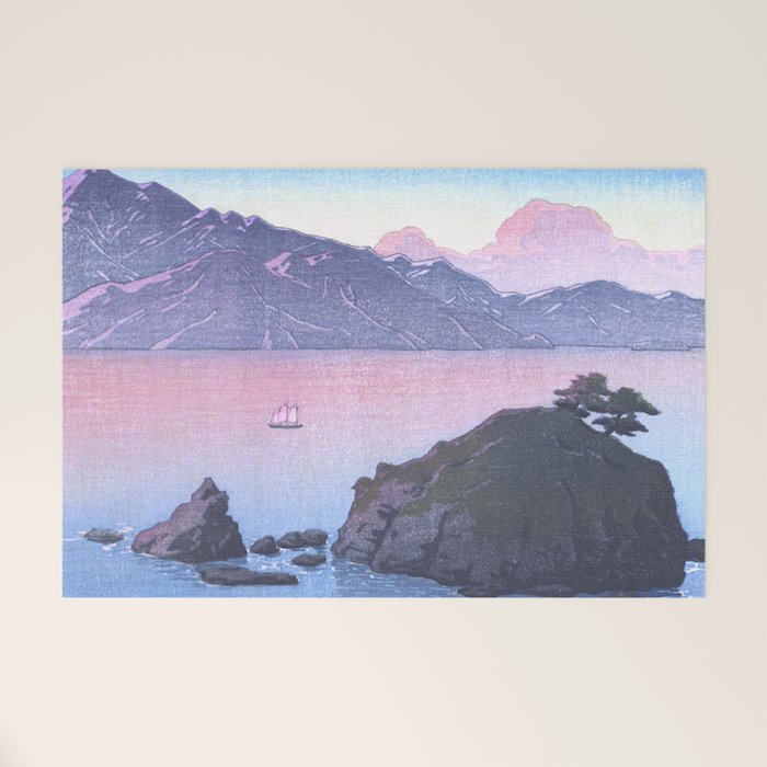 Vintage Japanese Woodblock Print Art - Kude Beach In Wakasa By Hasui Kawase Welcome Mat Gallery Image 1