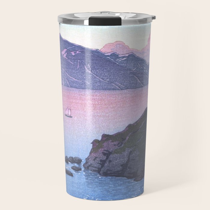 Vintage Japanese Woodblock Print Art - Kude Beach In Wakasa By Hasui Kawase Travel Mug Gallery Image 1