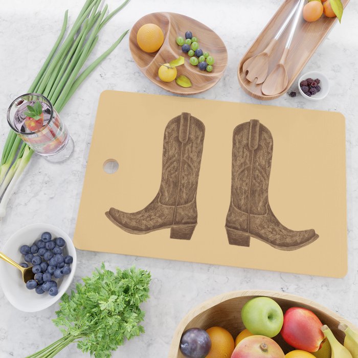 Brown Cowgirl Boot Cutting Board Gallery Image 2